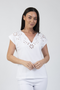 Jessica Graaf V-Neck Embroidered Top with Cutout Detail White 31711-001