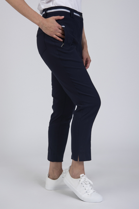 Jessica Graaf Womens Navy Cropped Jeans with Contrast Waistband Detail 31931-003