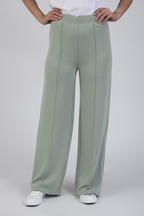 Jessica Graaf Womens Mint Green Wide Ankle Casual Trousers with Elasticated Waist 31931-031