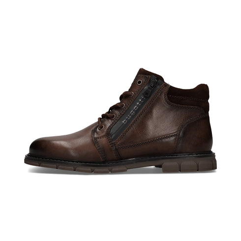 Bugatti Laced Leather Zip Ankle Boot 321AYG303200 - Dark Brown
