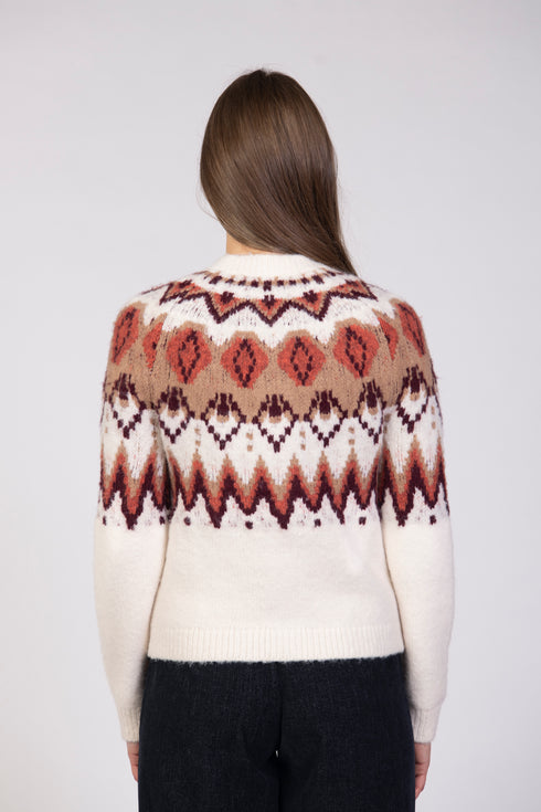 Jessica Graaf Fair Isle Patterned Knit Cardigan 32225-054 - Cream
