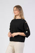 Jessica Graaf Button Detail Three-Quarter Sleeve Knit Jumper 32455-004 - Black