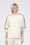 Jessica Graaf Contrast Stitching Three-Quarter Sleeve Knit Jumper 32458-054 - Cream