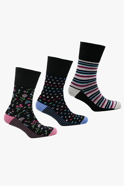 Wellness Sox Womens Organic Cotton Parma Socks Suitable for Diabetics 3 Pack 3253