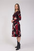 Jessica Graaf Abstract Print Buckle Detail Wrap Dress 32986-077 - Merlot Red