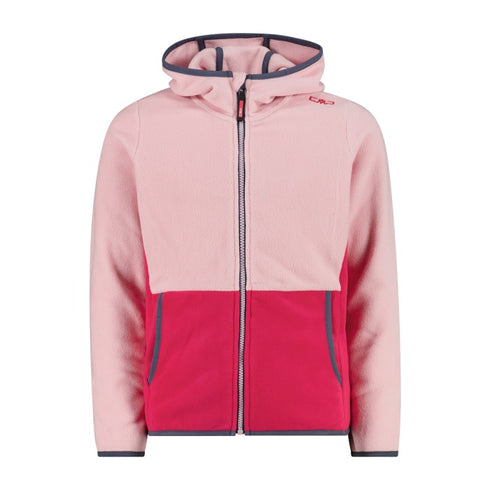 CMP Girl’s Full Zipper Hooded Fleece Jacket - Colour Block 32H1375