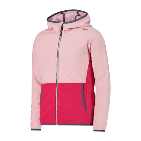 CMP Girl’s Full Zipper Hooded Fleece Jacket - Colour Block 32H1375