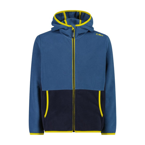 CMP Boy’s Full Zipper Hooded Fleece Jacket - Colour Block 32H1384