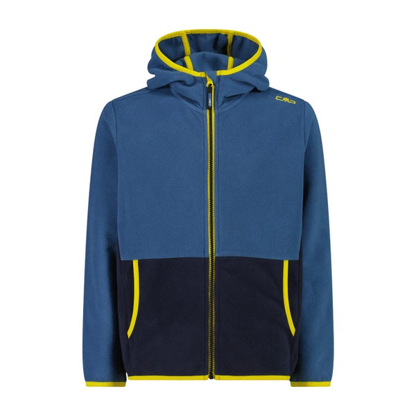 CMP Boy’s Full Zipper Hooded Fleece Jacket - Colour Block 32H1384