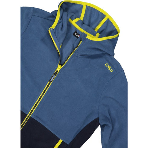 CMP Boy’s Full Zipper Hooded Fleece Jacket - Colour Block 32H1384