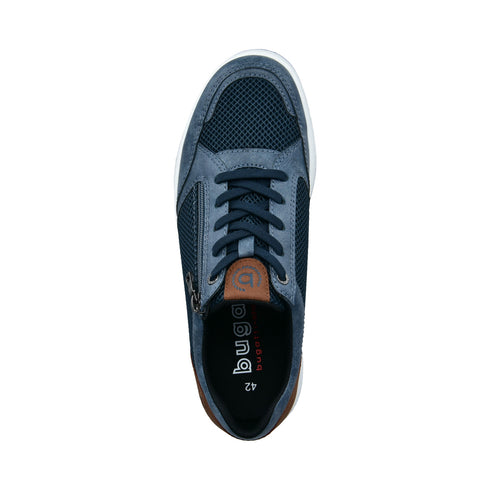 Bugatti Men's Blue Textile Zip & Lace Sneakers – 331-AFB05