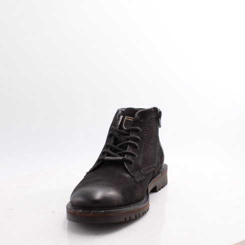 Bugatti Nubuck Zip and Lace Ankle Boot 331-AO933 - Black