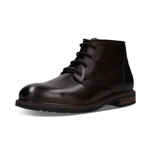 Bugatti Laced Leather Zip Boot 331-AYR31 - Dark Brown