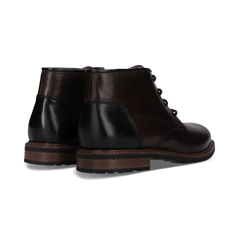 Bugatti Laced Leather Zip Boot 331-AYR31 - Dark Brown