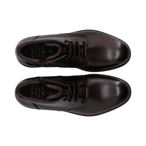 Bugatti Laced Leather Zip Boot 331-AYR31 - Dark Brown