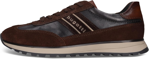 Bugatti Mens Premium Leather Contrast Lace Up Trainer - 6111 Dark Brown SKU 332AWC031410
