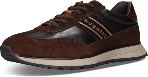 Bugatti Mens Premium Leather Contrast Lace Up Trainer - 6111 Dark Brown SKU 332AWC031410