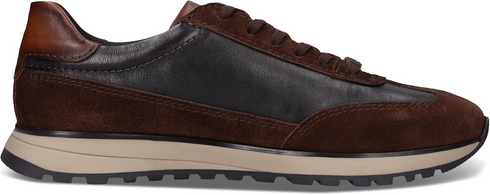 Bugatti Mens Premium Leather Contrast Lace Up Trainer - 6111 Dark Brown SKU 332AWC031410