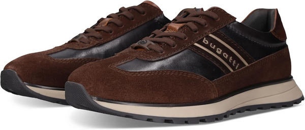 Bugatti Mens Premium Leather Contrast Lace Up Trainer - 6111 Dark Brown SKU 332AWC031410