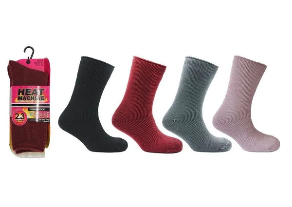 Heat Machine Ladies 1-Pack Thermal Plain Socks 3342 - 2.3 TOG Extra Warm Everyday Comfort