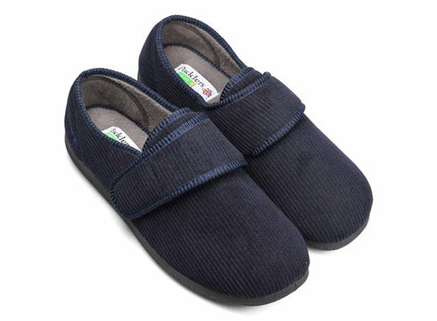 Padders Oliver Men's Super Wide Touch-Fasten Full Slippers - Memory Foam Comfort