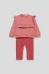 Street Monkey Girls' 2-Piece Outfit - Pink Ruffle Top & Dark Pink Leggings 353043