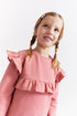 Street Monkey Girls' 2-Piece Outfit - Pink Ruffle Top & Dark Pink Leggings 353043