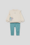 Street Monkey Girls' 2-Piece Outfit - Cream Koala Top & Light Green Leggings 353050