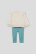 Street Monkey Girls' 2-Piece Outfit - Cream Koala Top & Light Green Leggings 353050