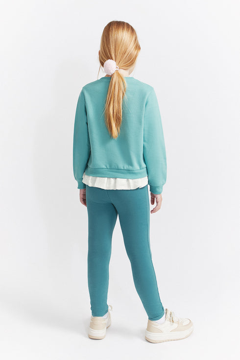 Street Monkey Girls' 2-Piece Outfit - Green Koala Top & Dark Green Leggings 353052