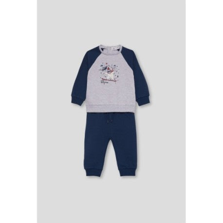 Street Monkey Boys' 2-Piece Outfit - Navy & Grey Snow Adventure Bear 354021