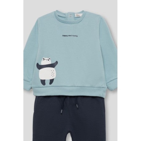 Street Monkey Boys' 2-Piece Outfit - Blue Panda Top & Navy Joggers 354073