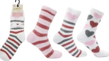 Snuggle Toes – Ladies 3pk Hearts Cosy Socks – 3567
