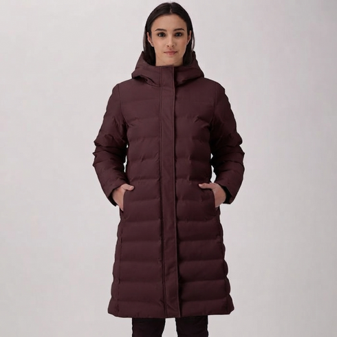 CMP Womens Long Down Coat 35K3676 C595 - Black Berry