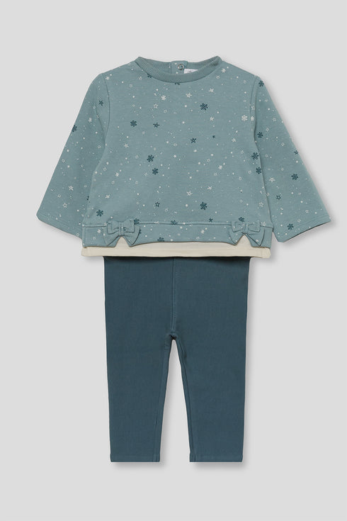 Street Monkey | Girls Star-Print Sweatshirt and Leggings 2 Piece Set 363023 - Green
