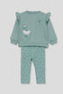 Street Monkey | Girls Ruffle-Shoulder Sweatshirt and Heart-Print Leggings Set 363050 - Green