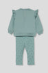 Street Monkey | Girls Ruffle-Shoulder Sweatshirt and Heart-Print Leggings Set 363050 - Green