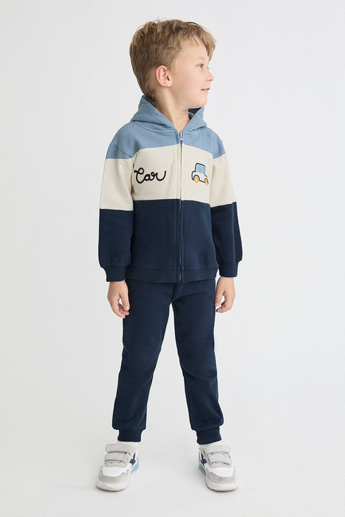 Street Monkey | Boys Colour-Block Zip-Up Hoodie and Trousers Set 364002 - Marine