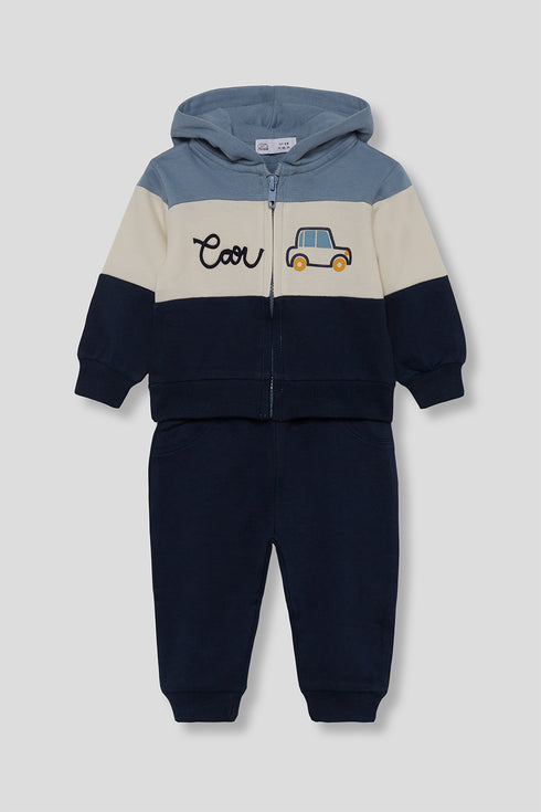 Street Monkey | Boys Colour-Block Zip-Up Hoodie and Trousers Set 364002 - Marine