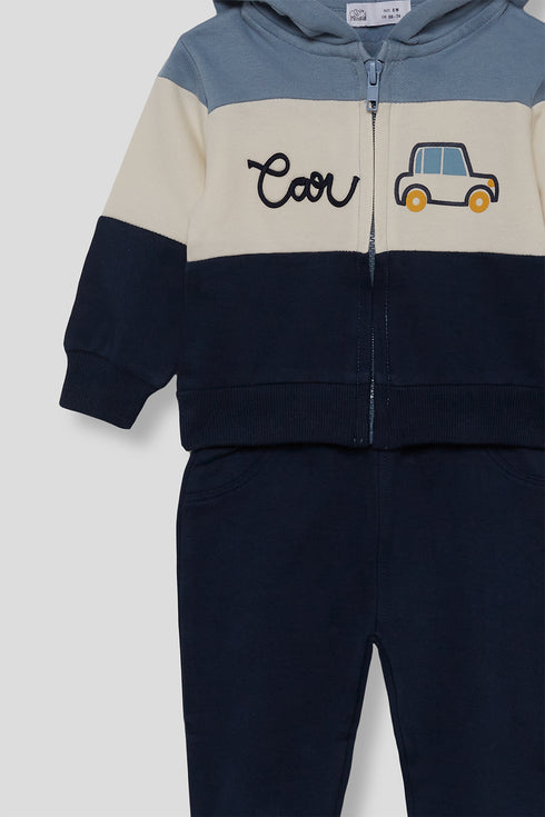 Street Monkey | Boys Colour-Block Zip-Up Hoodie and Trousers Set 364002 - Marine