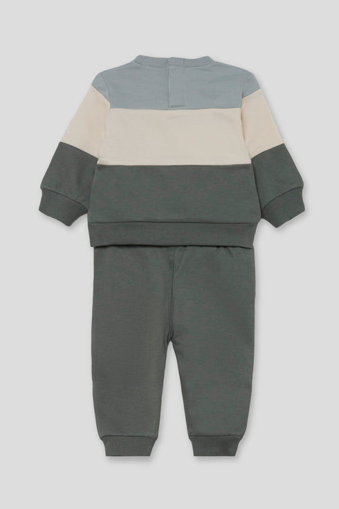 Street Monkey | Boys Colour-Block Graphic Sweatshirt and Trousers Set 364016 - Green