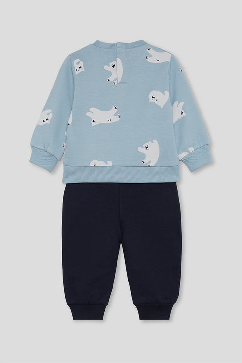 Street Monkey | Boys Polar Bear Print Sweatshirt and Trousers Set 364054 - Blue