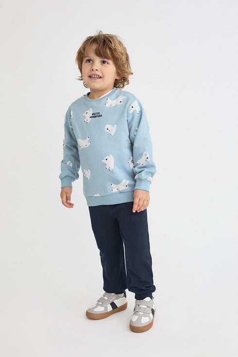 Street Monkey | Boys Polar Bear Print Sweatshirt and Trousers Set 364054 - Blue
