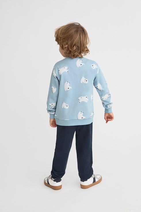 Street Monkey | Boys Polar Bear Print Sweatshirt and Trousers Set 364054 - Blue