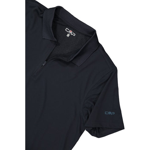 CMP Mens Black Blue Technical Breathable Dry Function Outdoor Polo Shirt 36N6097