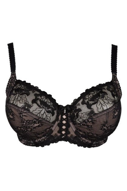 Pour Moi | Sofia Black Lace Embroidered Side Support Bra - 3827