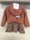 Willow & Whistle - 3 Piece Dress Set Fleece Coat & Beret, Leopard Dress - G10938INF