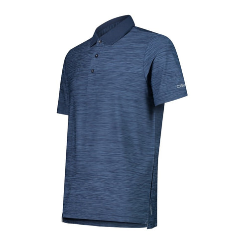 CMP Mens Black Blue Melange Technical Stretch Dry Function Polo Shirt 39T5817