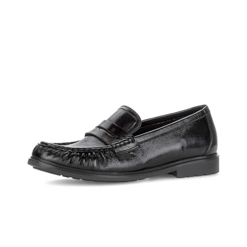 Gabor Womens Patent Leather Comfort Loafer Shoe 4009.01.001 - Black