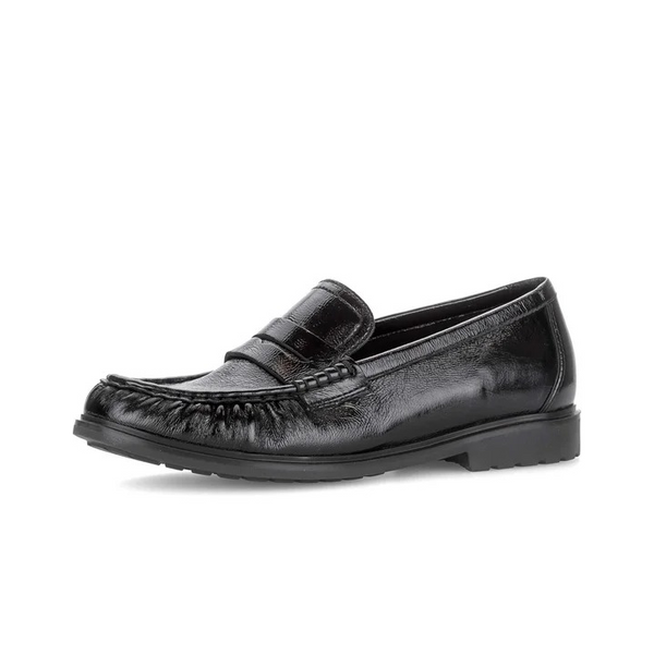 Gabor Womens Patent Leather Comfort Loafer Shoe 4009.01.001 - Black